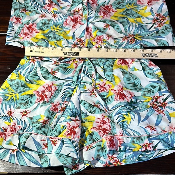 Cynthia Rowley Tropical Floral Pajama Set - Pink, Green, Yellow - Picture 4 of 16
